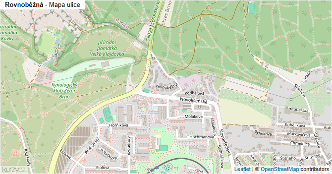 Rovnoběžná - mapa ulice