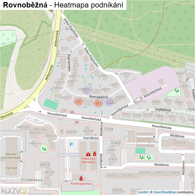 Mapa Rovnoběžná - Firmy v ulici.