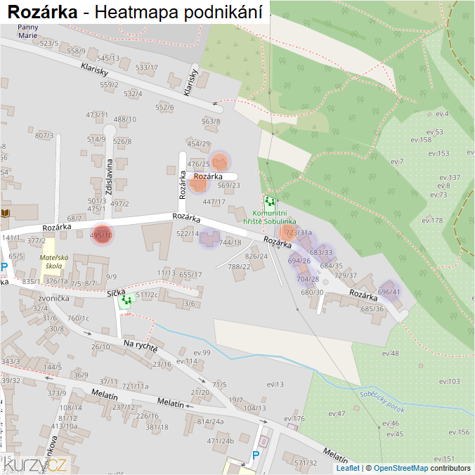 Mapa Rozárka - Firmy v ulici.