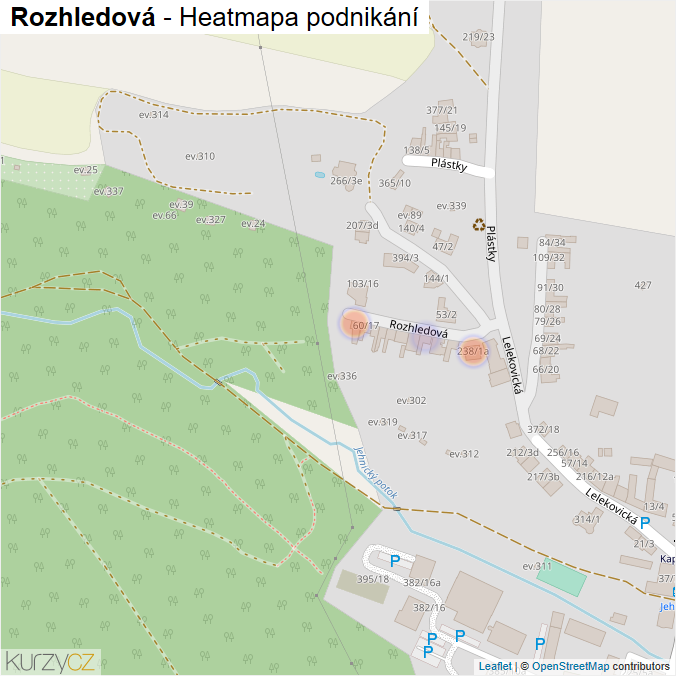Mapa Rozhledová - Firmy v ulici.