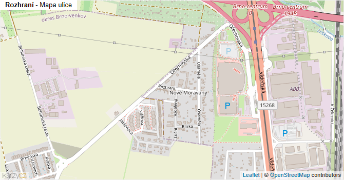 Rozhraní - mapa ulice
