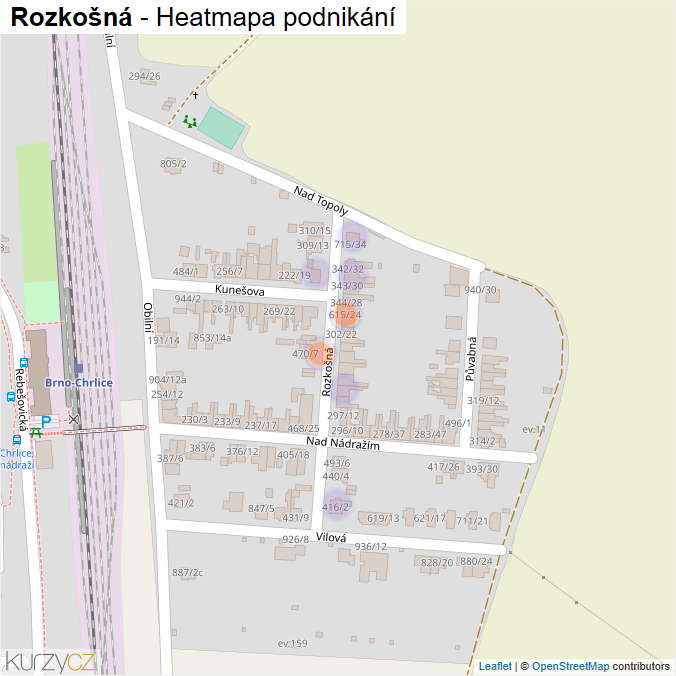 Mapa Rozkošná - Firmy v ulici.