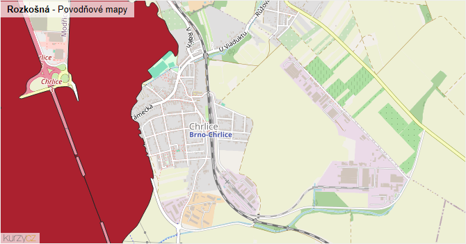 Rozkošná - záplavové mapy stoleté vody