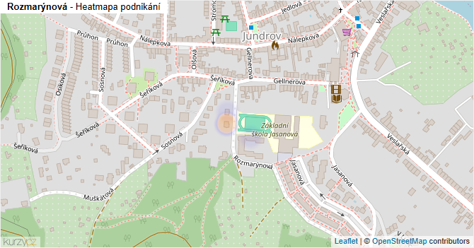 Rozmarýnová - mapa podnikání