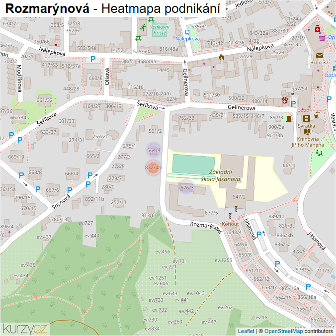 Mapa Rozmarýnová - Firmy v ulici.