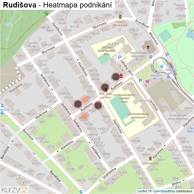 Mapa Rudišova - Firmy v ulici.