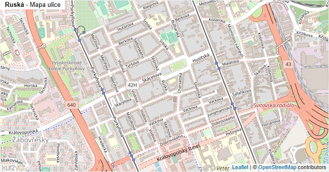 Ruská - mapa ulice