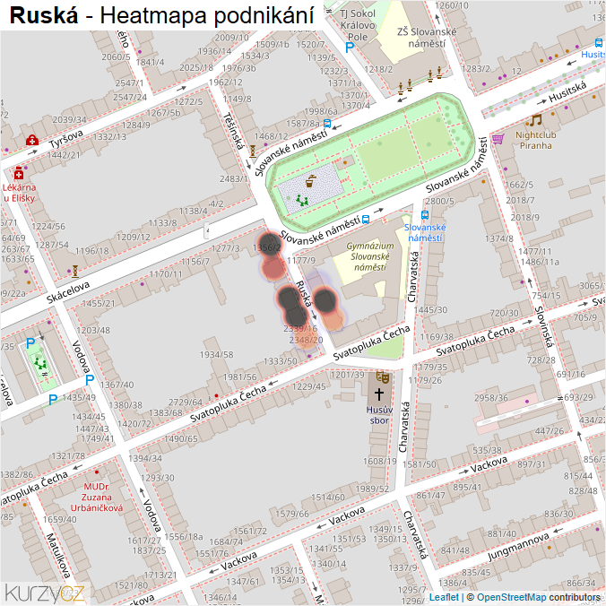 Mapa Ruská - Firmy v ulici.