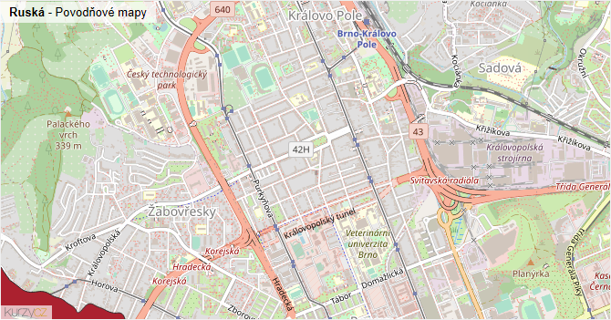 Ruská - záplavové mapy stoleté vody