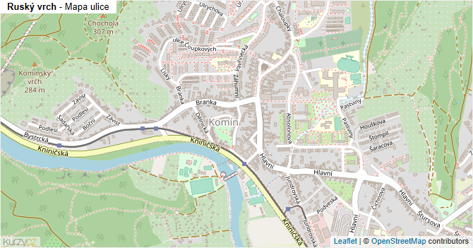 Ruský vrch - mapa ulice