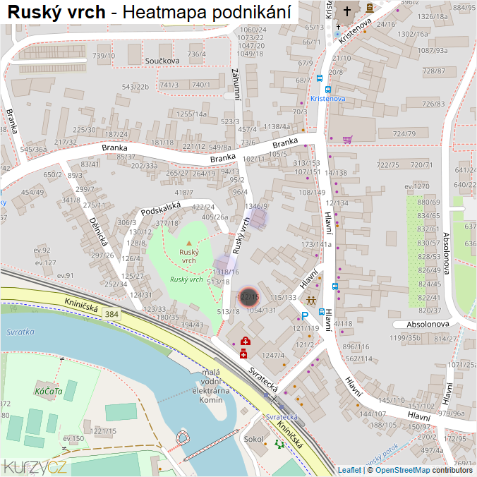 Mapa Ruský vrch - Firmy v ulici.