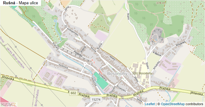 Rušná - mapa ulice