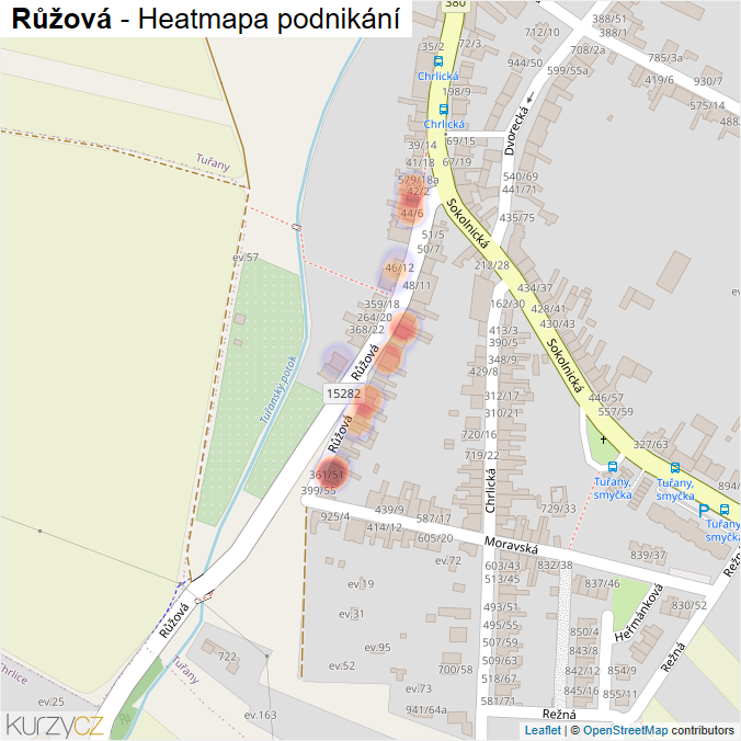 Mapa Růžová - Firmy v ulici.