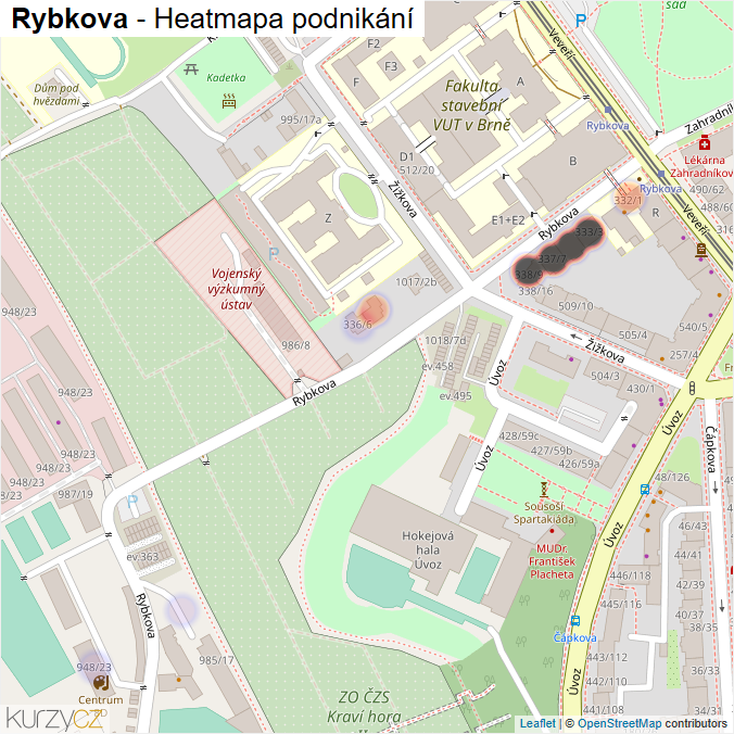 Mapa Rybkova - Firmy v ulici.