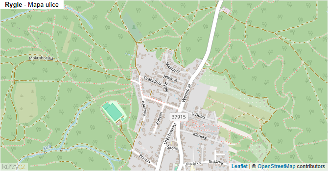 Rygle - mapa ulice