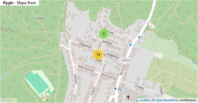 Rygle - mapa firem