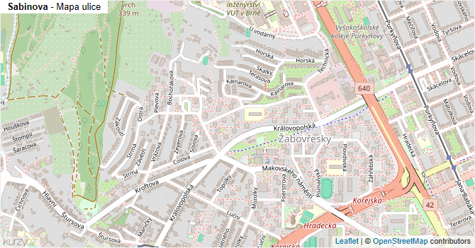 Sabinova - mapa ulice