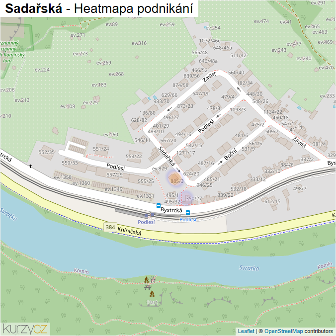 Mapa Sadařská - Firmy v ulici.
