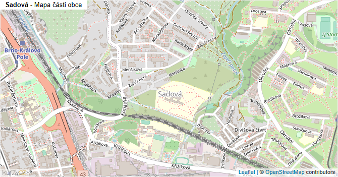 Sadová - mapa části obce