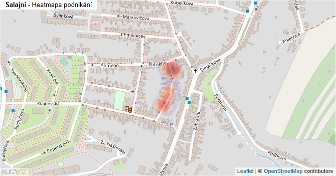 Salajní - mapa podnikání