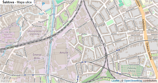 Šaldova - mapa ulice