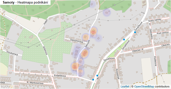 Samoty - mapa podnikání
