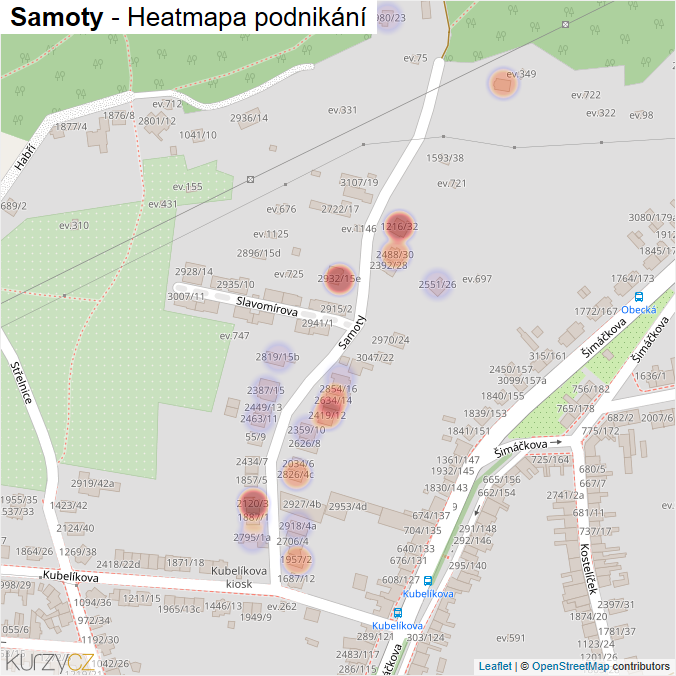 Mapa Samoty - Firmy v ulici.