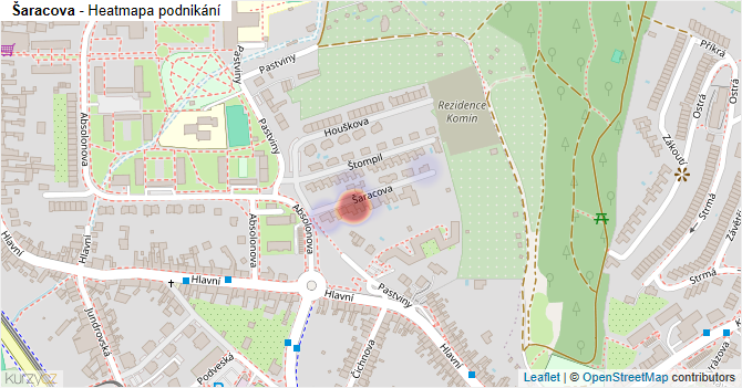 Šaracova - mapa podnikání