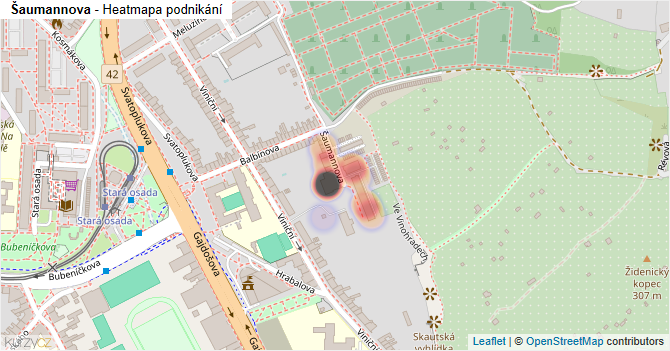 Šaumannova - mapa podnikání