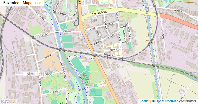 Sazenice - mapa ulice