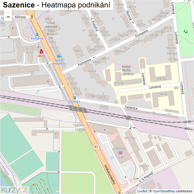 Mapa Sazenice - Firmy v ulici.