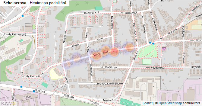 Scheinerova - mapa podnikání