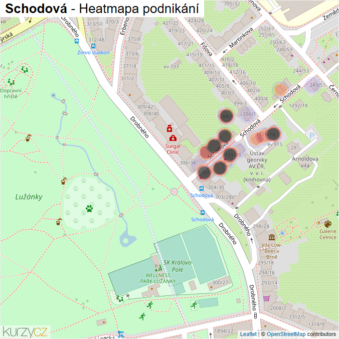 Mapa Schodová - Firmy v ulici.