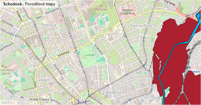 Schodová - záplavové mapy stoleté vody