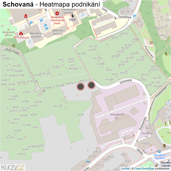 Mapa Schovaná - Firmy v ulici.