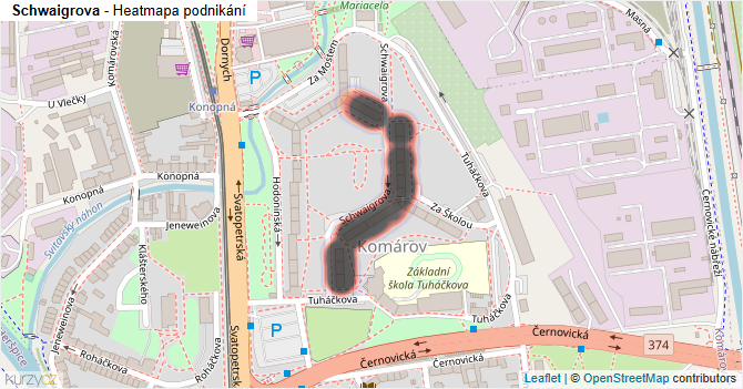 Schwaigrova - mapa podnikání