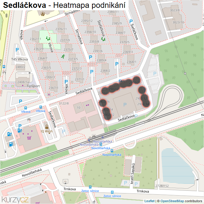 Mapa Sedláčkova - Firmy v ulici.