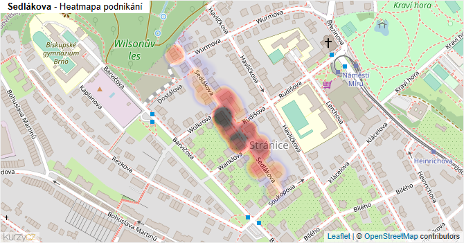 Sedlákova - mapa podnikání