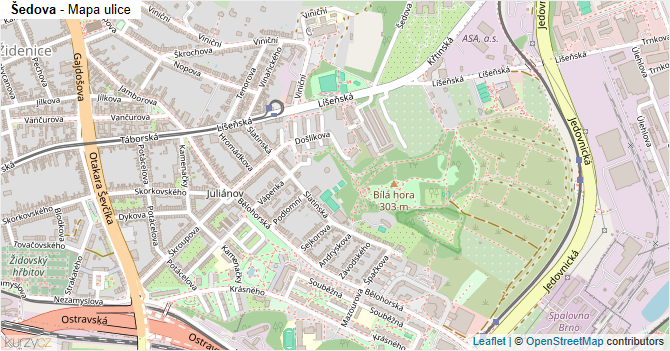 Šedova - mapa ulice