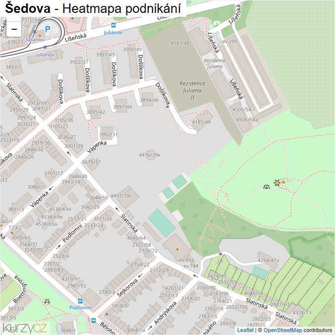 Mapa Šedova - Firmy v ulici.