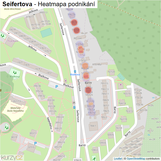 Mapa Seifertova - Firmy v ulici.