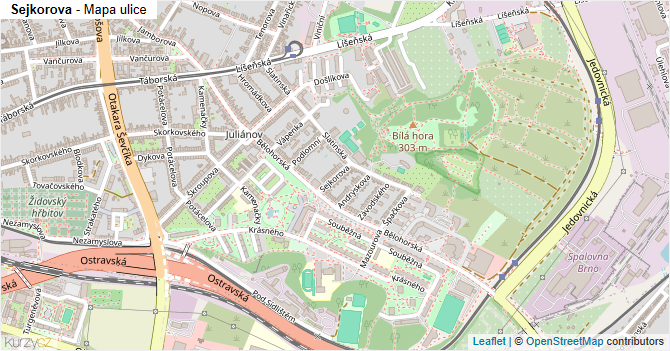 Sejkorova - mapa ulice