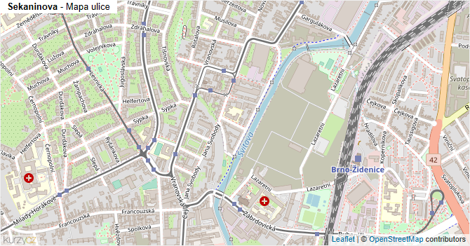Sekaninova - mapa ulice