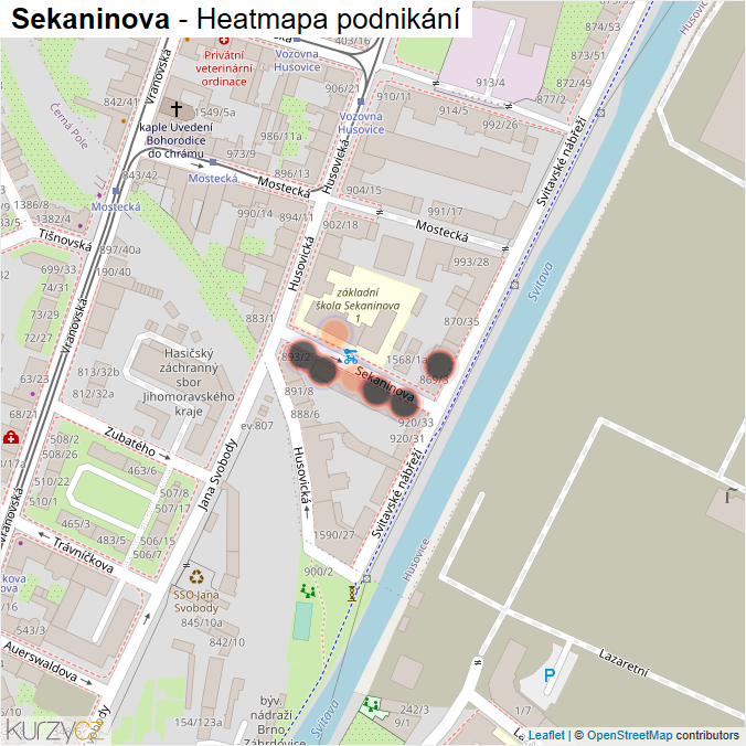 Mapa Sekaninova - Firmy v ulici.