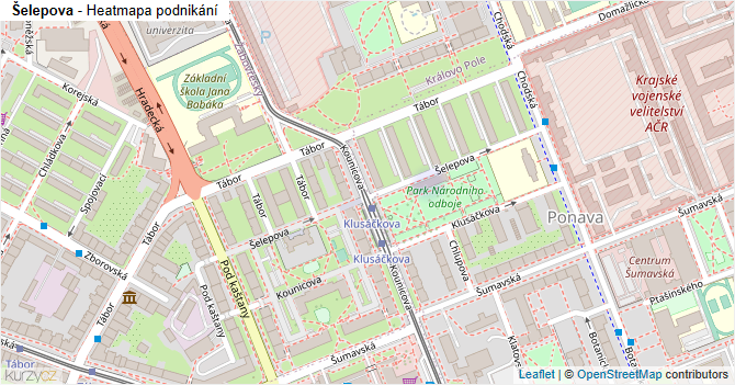 Šelepova - mapa podnikání