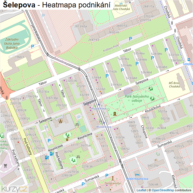 Mapa Šelepova - Firmy v ulici.
