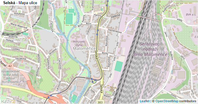 Selská - mapa ulice