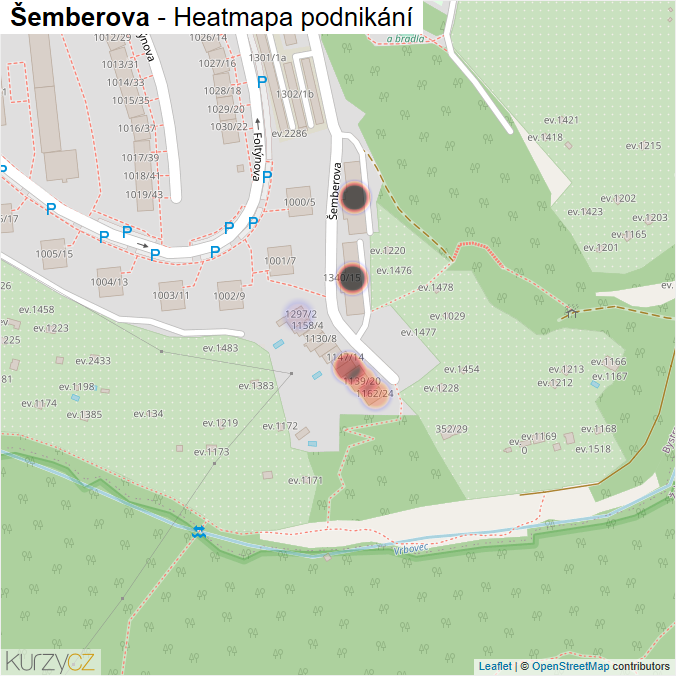 Mapa Šemberova - Firmy v ulici.