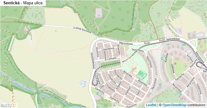Sentická - mapa ulice