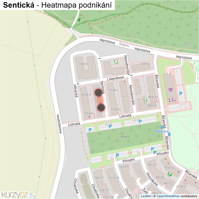 Mapa Sentická - Firmy v ulici.